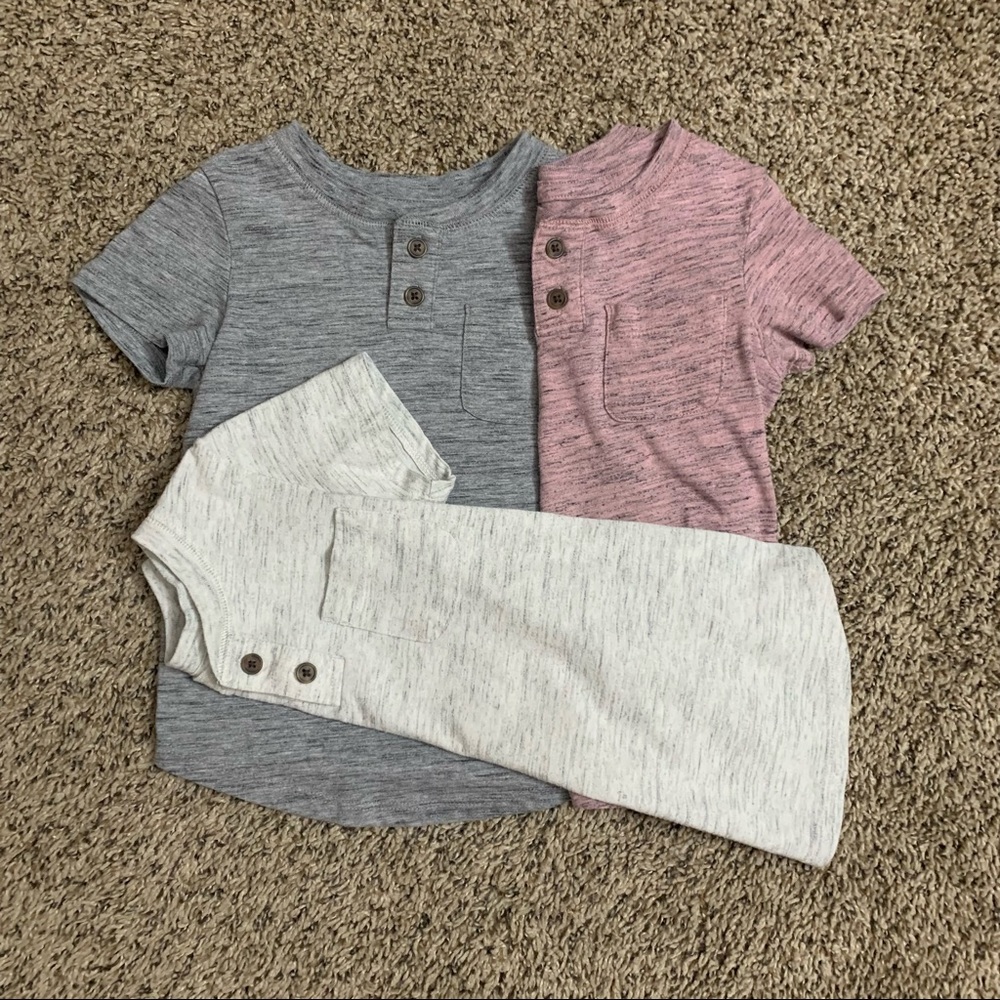 3 Toddler Boys Cat & Jack Henley T-Shirts 2T